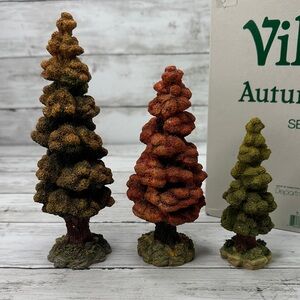 Dept 56 “VILLAGE AUTUMN TREES” set of 3 w box 52616 excellent Halloween